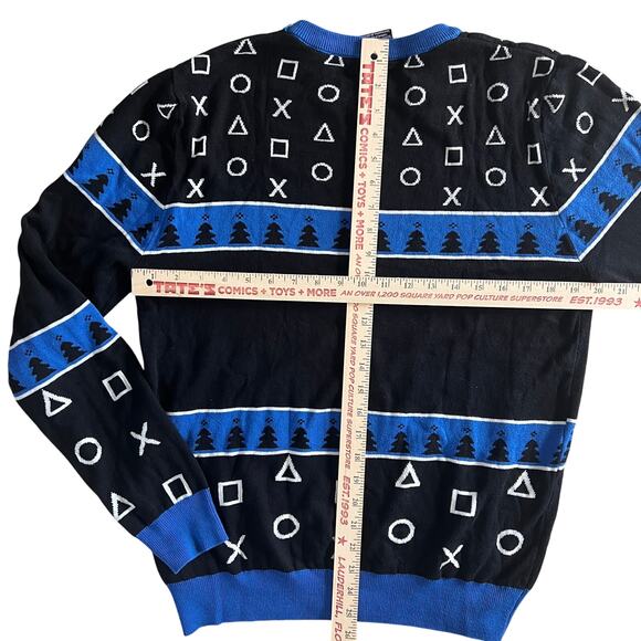 PlayStation Holiday Sweater Black Blue Gamer Ugly Christmas Jumper Men’s M - Picture 6 of 8